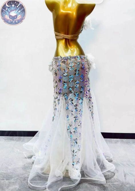 新品 未使用 新作 ベリーダンス衣装 上下セット 羽根 ブラ