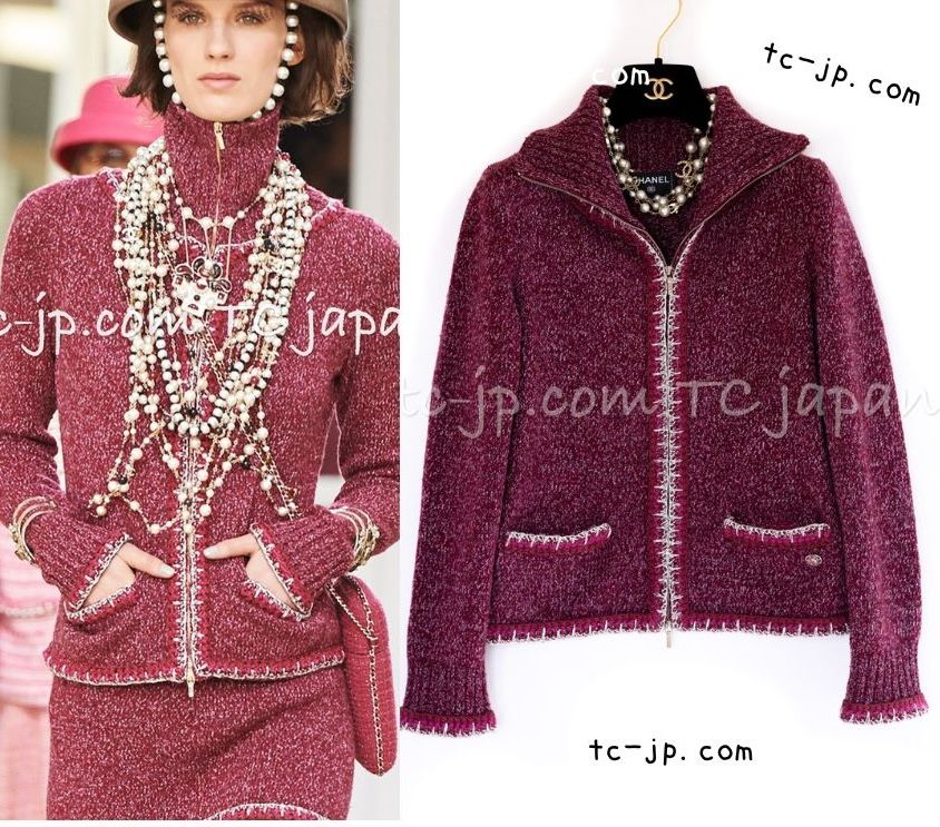 シャネル カーディガン CHANEL ワインレッド やわらか極上 シャネル カーディガン CHANEL ワインレッド やわらか極上