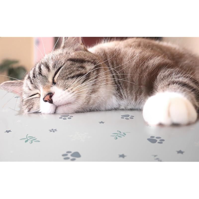 明和グラビア ペット用 ひんやり防水マット 90cm×120cm 足あと柄 ブルー