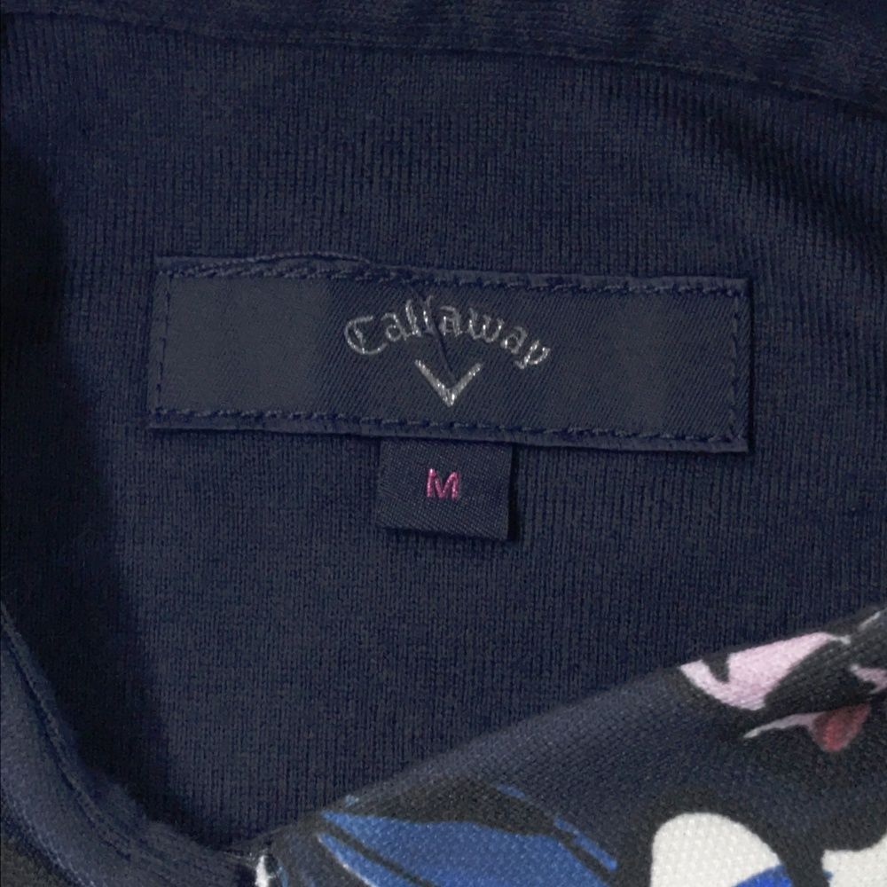 サイズ：M CALLAWAY キャロウェイ 半袖ポロ ワンピース ボタニカル柄