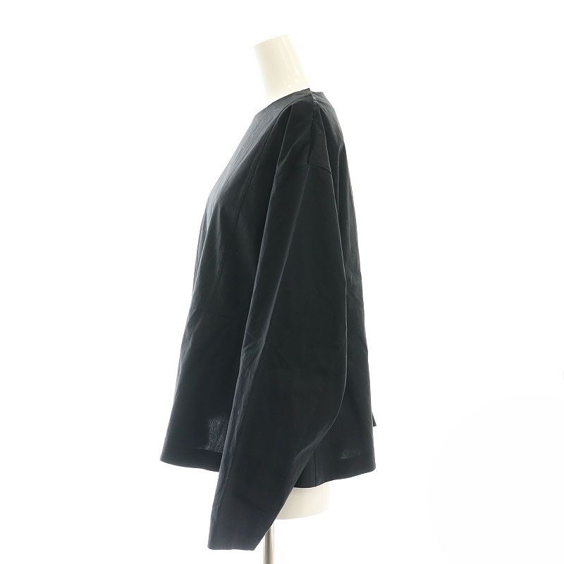 ブラミンク BLAMINK コットンペプラムフレアブラウス 長袖 36 黒  