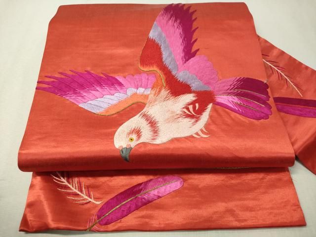 平和屋着物○九寸名古屋帯 刺繍 雪輪芝花文 金彩 正絹 逸品 DAAY8080cm