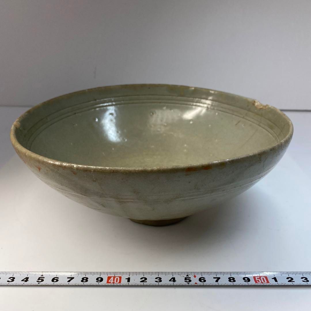 高麗青磁線文鉢　木箱付　幅約22.5㎝　本Y6-0509☆1F 高麗青磁線文鉢 木箱付 幅約22.5㎝ 本Y6-0509☆