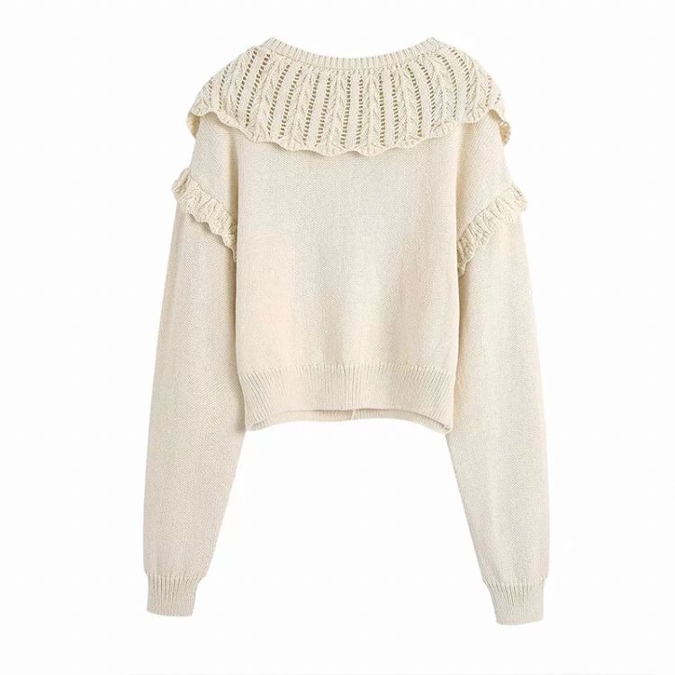 TO BE CHIC フリル付き刺繍ベージュカーディガン TO BE CHIC フリル付き刺繍ベージュカーディガン レディース