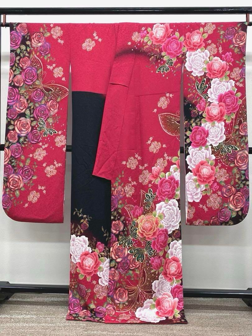 振袖 豪華 銀通し ラメ刺繍 紋意匠 薔薇尽くし 身丈167cm - メルカリ