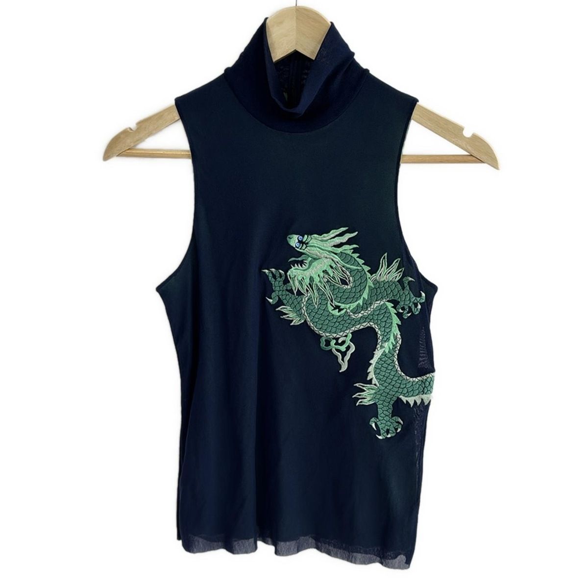 VIVIENNE TAM ヴィヴィアンタム ノースリーブカットソー サイズ0 XS レディース - ネイビー×グリーン×マルチ ハイネック