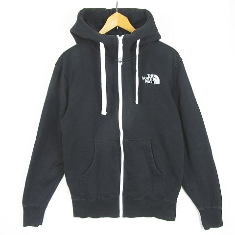 ザノースフェイス THE NORTH FACE パーカー フーディー ジップアップ 長袖 裏起毛 綿 S ブラック ロゴ kz9827