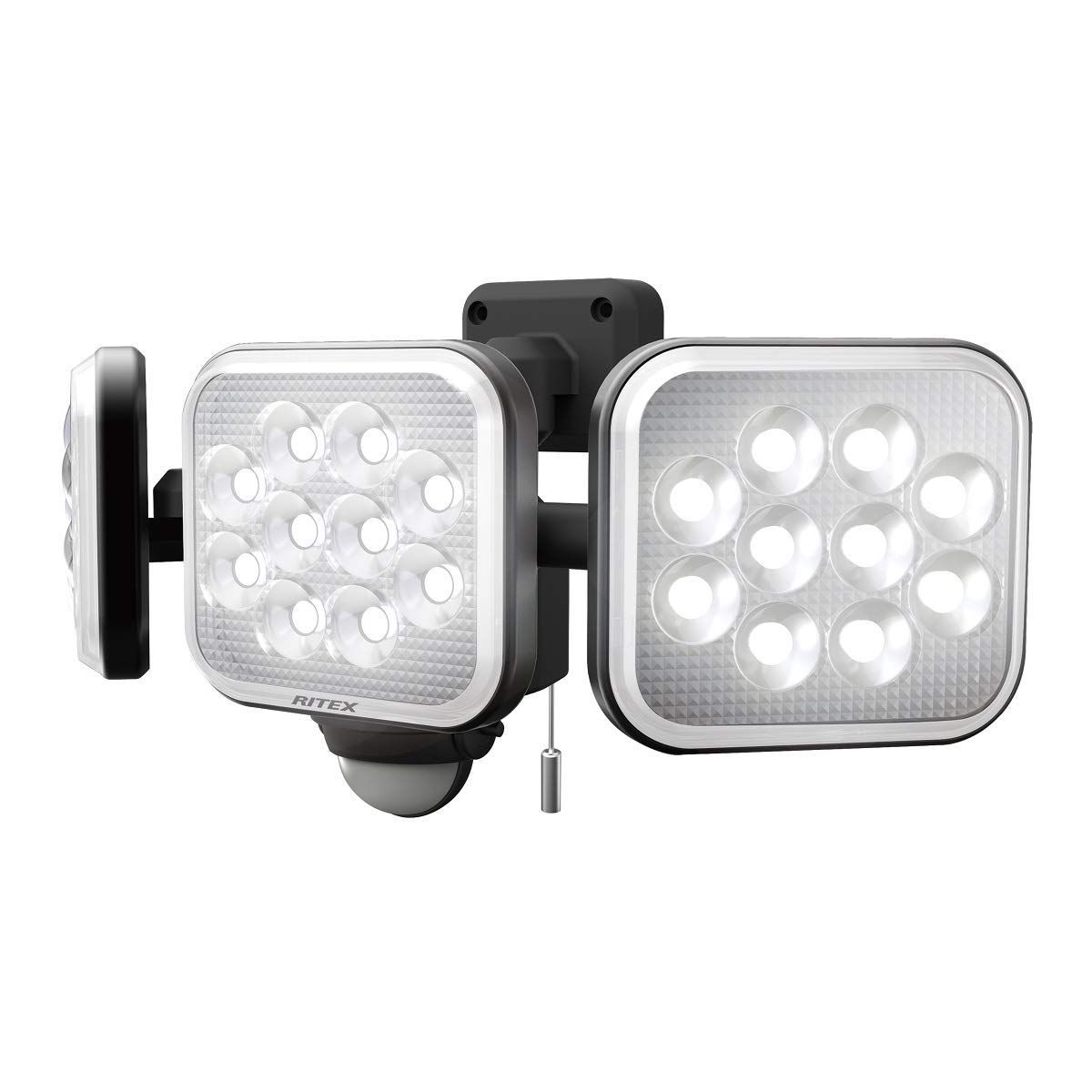 LED-AC3042 14W×3灯フリーアーム式LEDセンサーライト cm 13.5 ×高さ 15 奥行 × 32.2 幅 本体サイズ ブラック センサーライト ムサシ MUSASHI