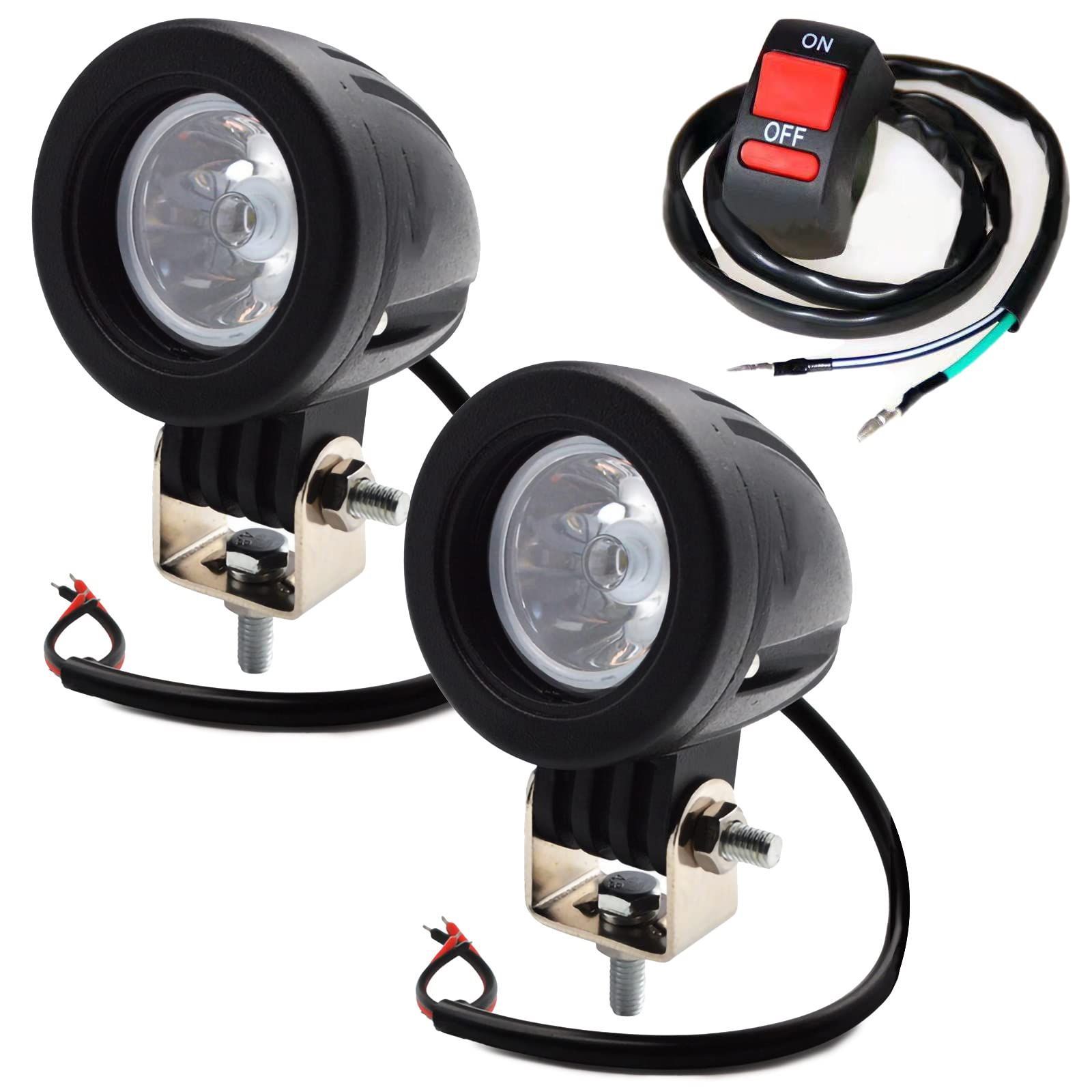 【特価商品】10W ON バイク OFFスイッチ 24V 付き 12V CREE セット 丸型 2個 ヘッドライト ライト フォグランプ スポット ワークライト 小型 作業灯 LED 防水 汎用 ホワイト Meliore 白