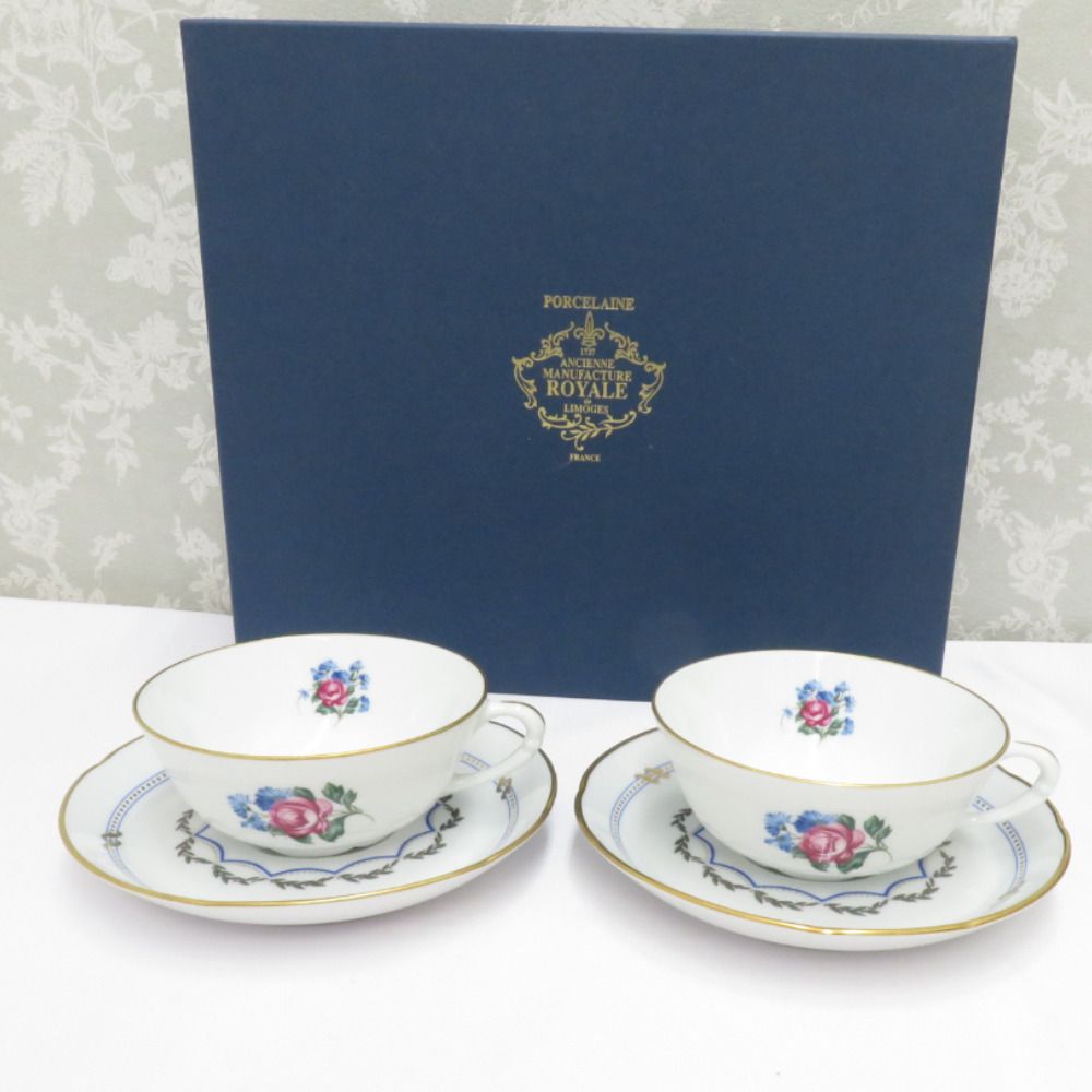 Limoges リモージュ 食器 ANCIENNE MANUFACTURE ROYALE de LIMOGES ロワイヤルリモージュ カップ＆ソーサー  ペア 2客セット 箱有 - メルカリ