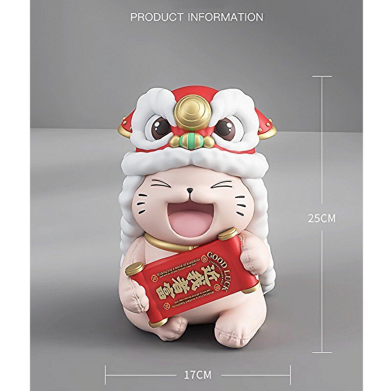 インテリア雑貨 オブジェ オーナメント 置物 中国 獅子舞 招き猫