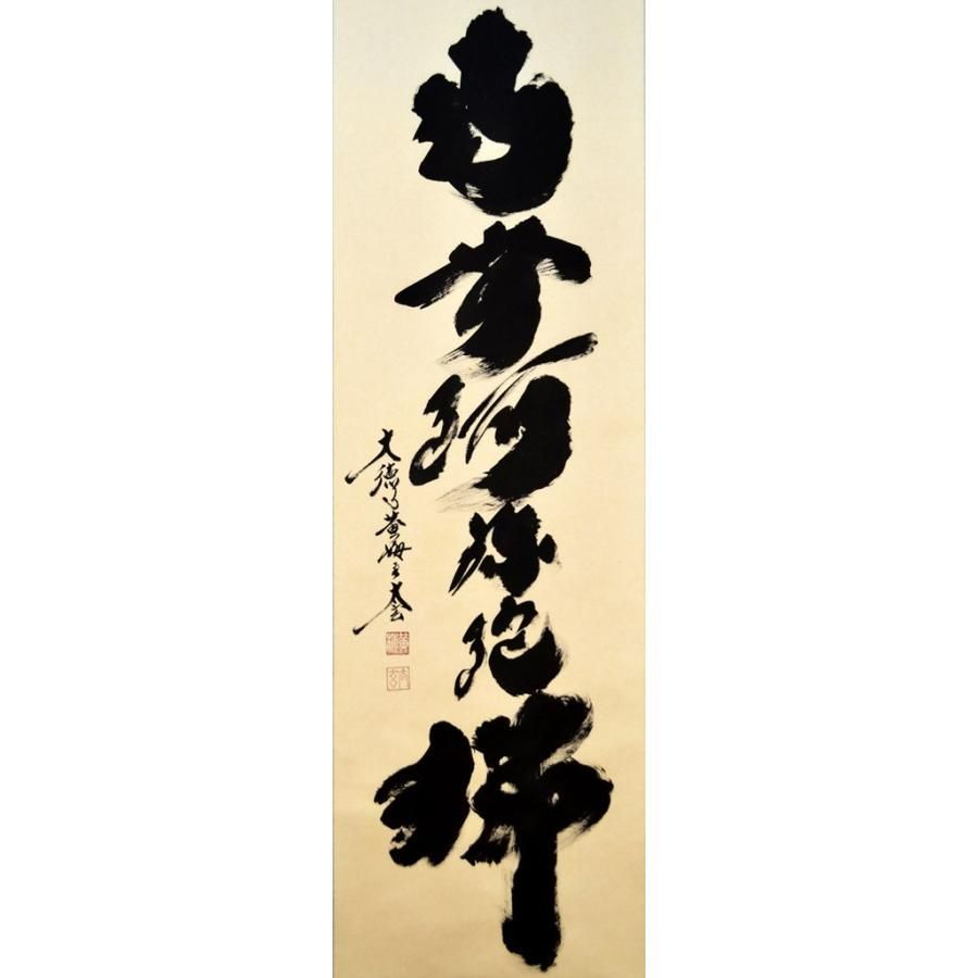 六字名号 尺五立 南無阿弥陀佛 掛け軸 小林 太玄 こばやし たいげん 京緞子 本丸表装 風鎮 毛ばたき 手袋付き 書はそのつど違います