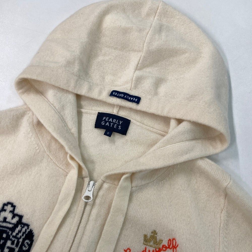 美品 パーリーゲイツ カシミヤ100%パーカー サイズ0 PEARLYGATES パーリーゲイツ パーカー カシミヤ100% 0