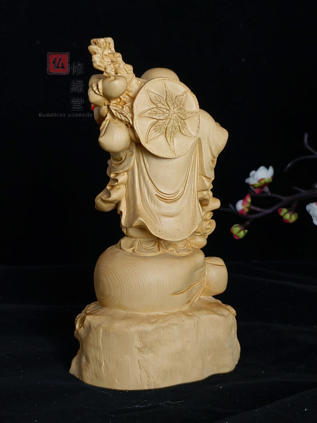 中国美術 高揚木 刻 葡萄栗鼠 置物 高7.7cm(HA383)