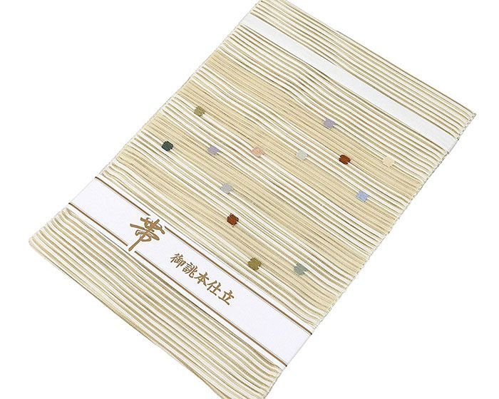 夏物　絽綴れ八寸名古屋帯（筋文）長377　正絹美品 夏帯 名古屋帯 絽綴れ 長尺 上品な織出し 八寸 正絹 着物 T-8746