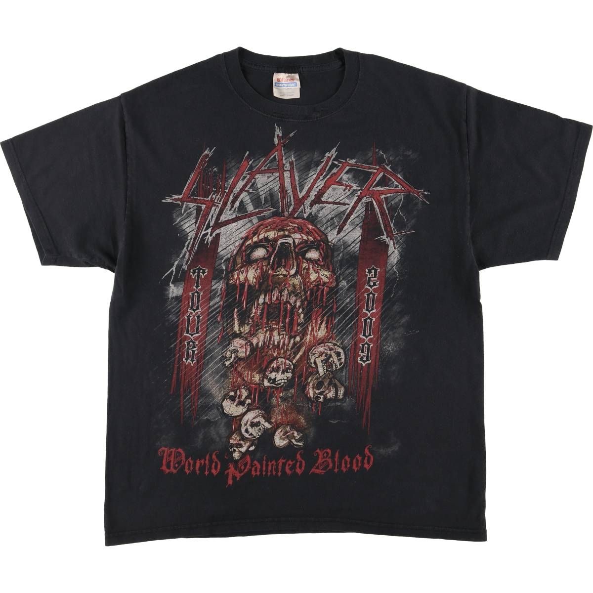 古着 ヘインズ HANES SLAYER スレイヤー ドクロ柄 スカル柄 バンドTシャツ バンT メンズL相当|eaa559514