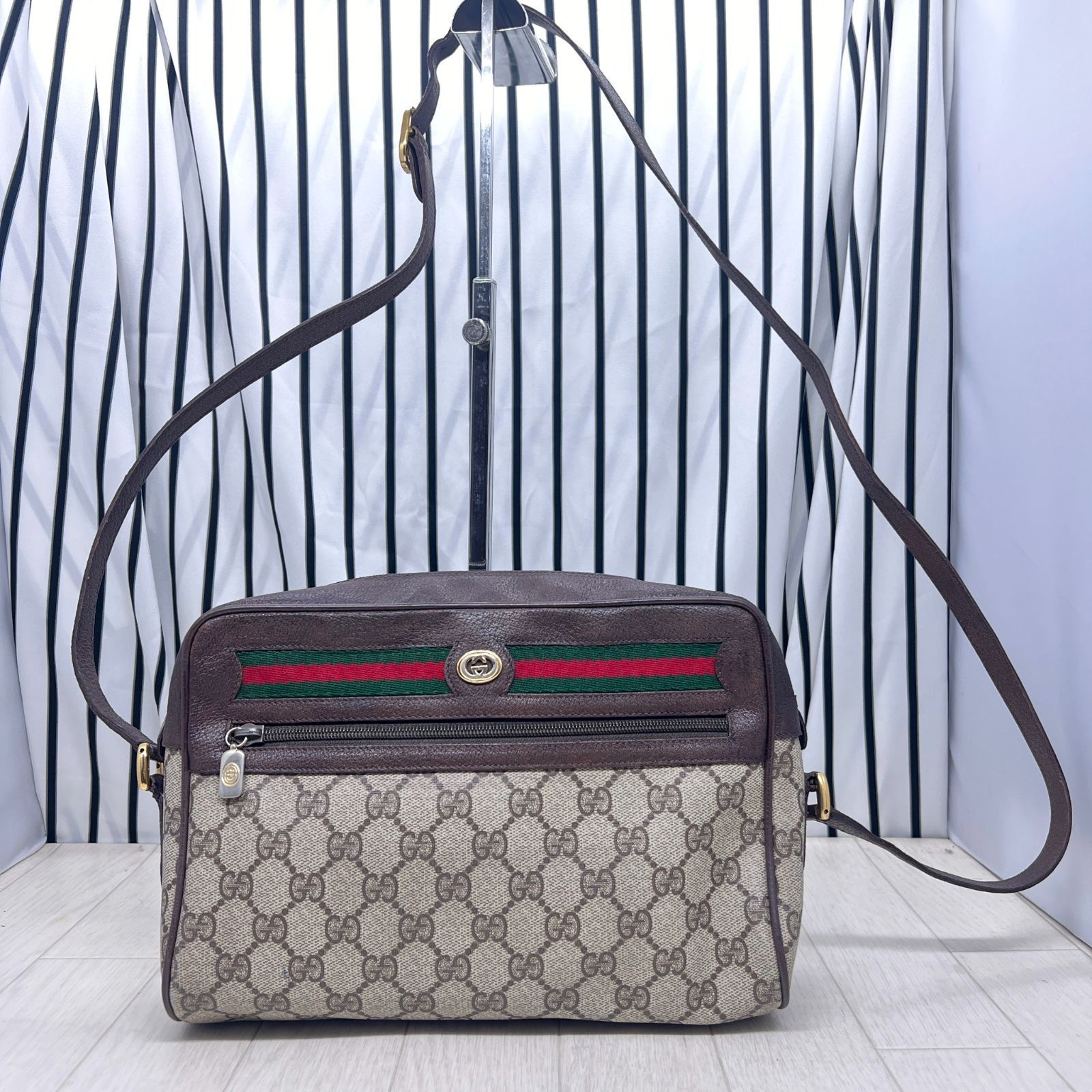 格安】GUCCI×オールドグッチ斜めがけPVCシェリーラインショルダー  