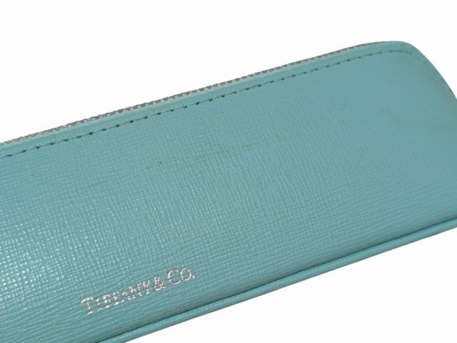 Tiffany&Co. ティファニー ペンケース マルチケース レザー シルバーx