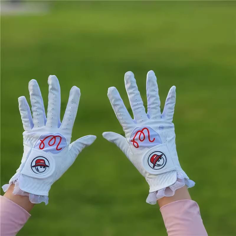 Malbon ゴルフ グローブ Women s Glove ゴルフグローブ 両手用 オシャレ スポーツ グローブ 白