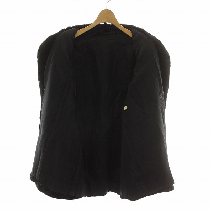 ノーブランド ファーコート アウター ブラックミンク ミドル 15 XXL 黒