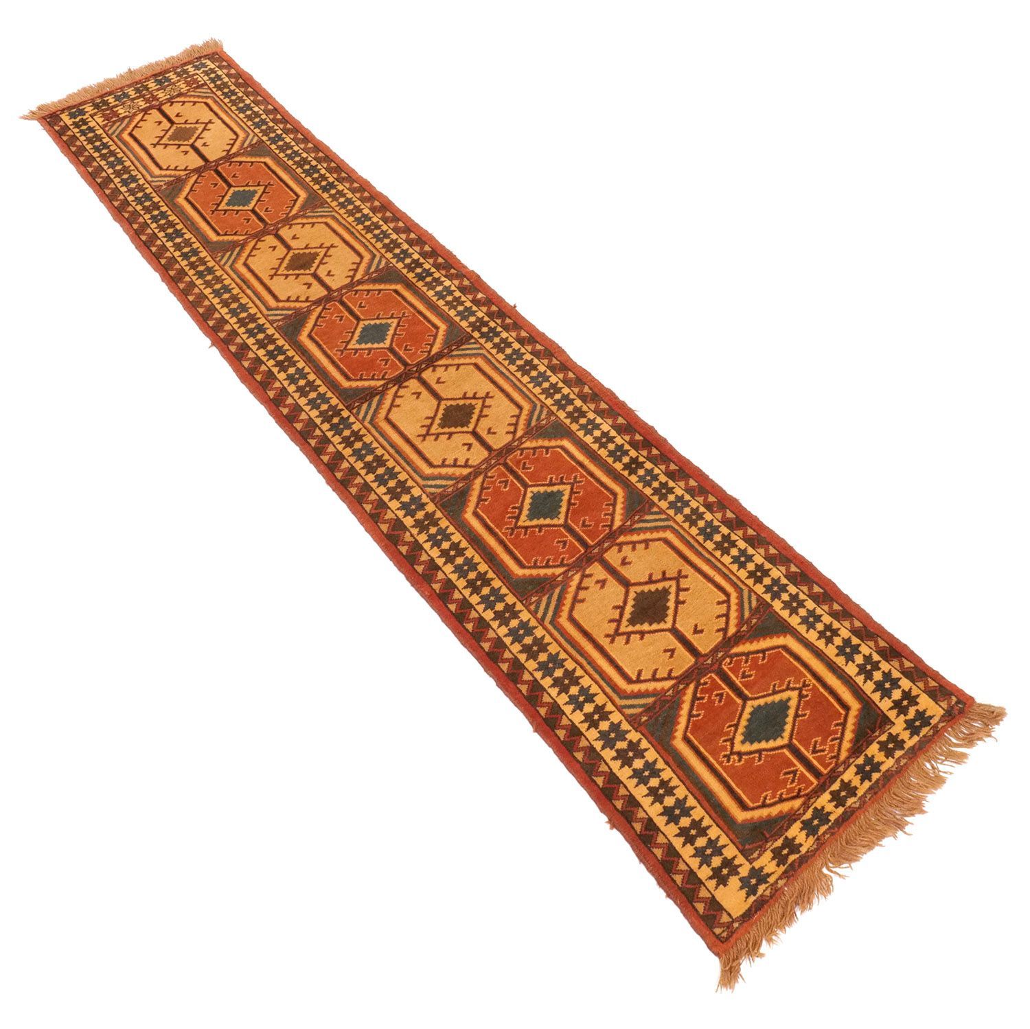 トルバトジャム 1950年代 3100×720mm セミアンティーク ダイヤモンドモチーフ 超大判ランナー絨毯 carpet-アンティークペルシャ絨毯 ヴィンテージラグ専門店