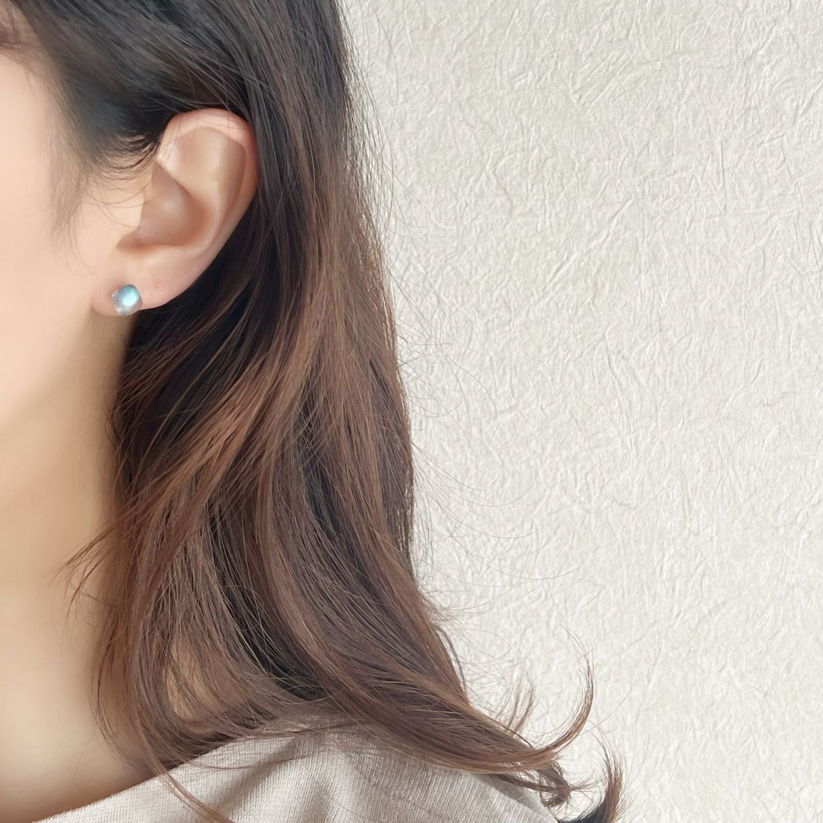 JORIE】3月誕生石 アクアマリン シンプル スクエアピアス イヤリング 