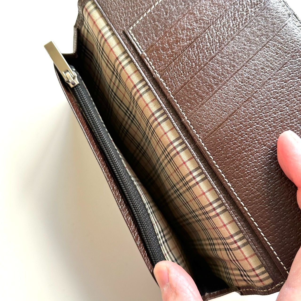 バーバリー BURBERRY 長財布 ノバチェック ダークブラウン 美品
