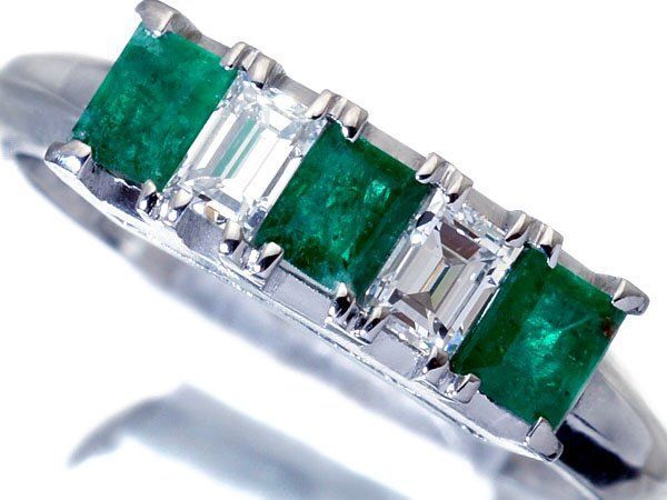 ジュエリー 良質エメラルドグリーン 良質天然エメラルド0.47ct＆ダイヤモンド0.25ct Pt900リング h7818og 送料無料