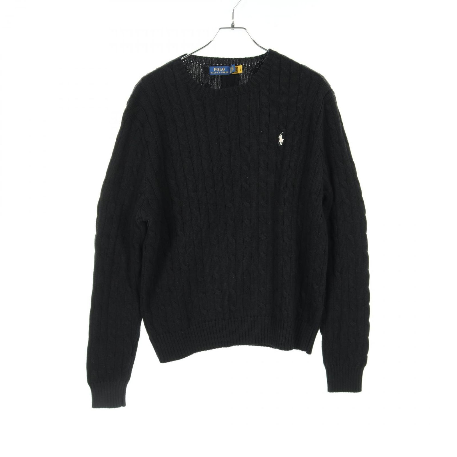 ポロ・ラルフローレン POLO RALPH LAUREN ニット ブラック コットン ケーブル ニット メンズ Used A