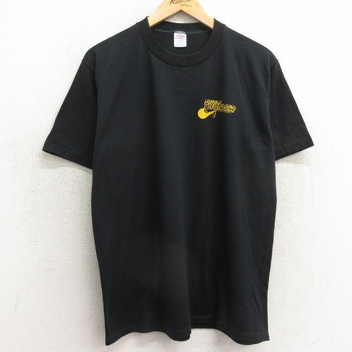 L/古着 ジャージーズ 半袖 ビンテージ Tシャツ メンズ 80s ルイビル サンダー クルーネック 黒 ブラック 24feb13 中古