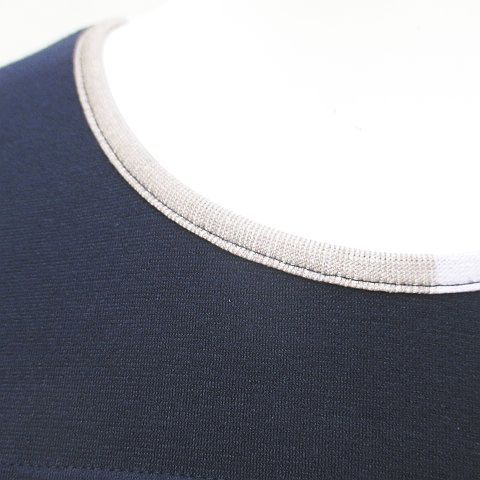 未使用品 シャミー Chamois 花柄 フラワー チェック柄 長袖 Tシャツ カットソー ロンT チュニック 44 紫系 パープル 日本製 ストレッチ タ シャミー Chamois 花柄 フラワー チェック柄 長袖 Tシャツ