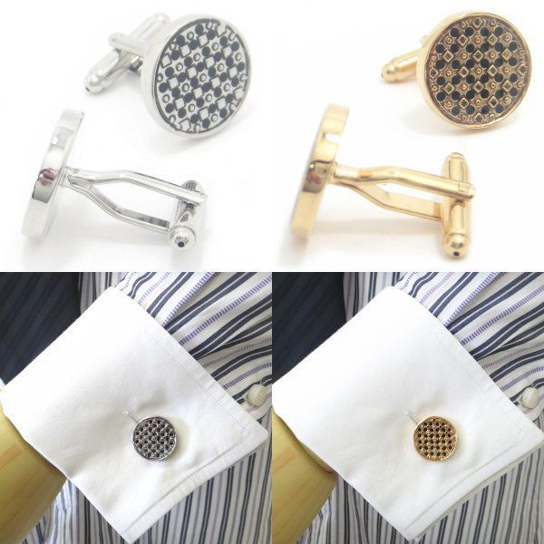 ラウンド×スクウェアのミックスシルバー ゴールド カフス カフスボタン カフリンクス cufflinks cuffs メンズ 男性 ゴールド シルバー  スーツアクセサリー専門店 父の日 ギフトにも 誕生日 プレゼント プチギフト おしゃれ カフスマニア - メルカリ