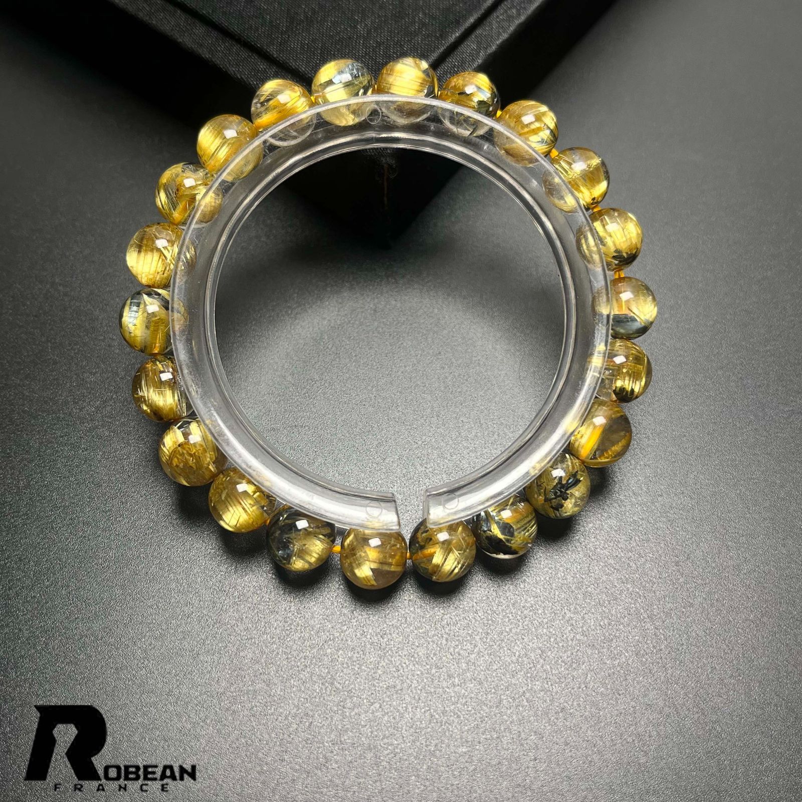 上品 EU製 定価30万円 ROBEAN 太陽花タイチンルチル 黄金針水晶 金運 開運 ゴールド ブレスレット パワーストーン プレゼント 8.3-8.7mm K0527720