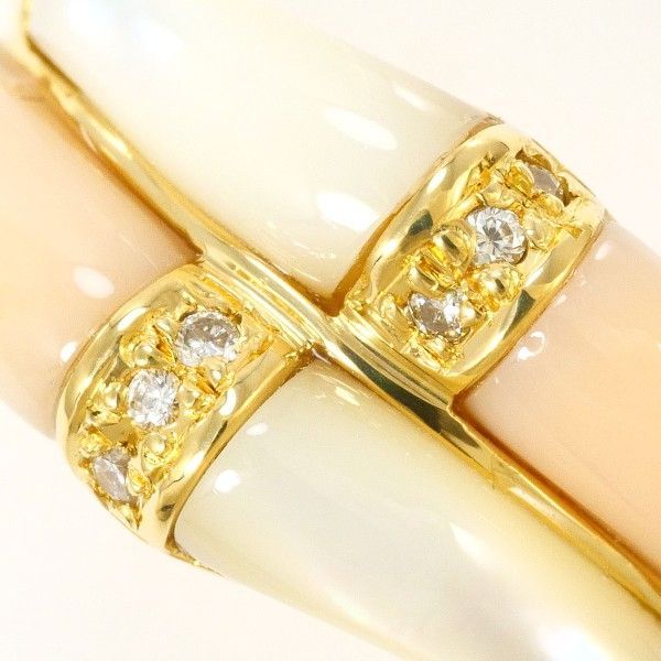 K18YG リング ring 指輪 11号 シェル サンゴ ダイヤ 0.04 カード鑑別書 総重量約6.2g