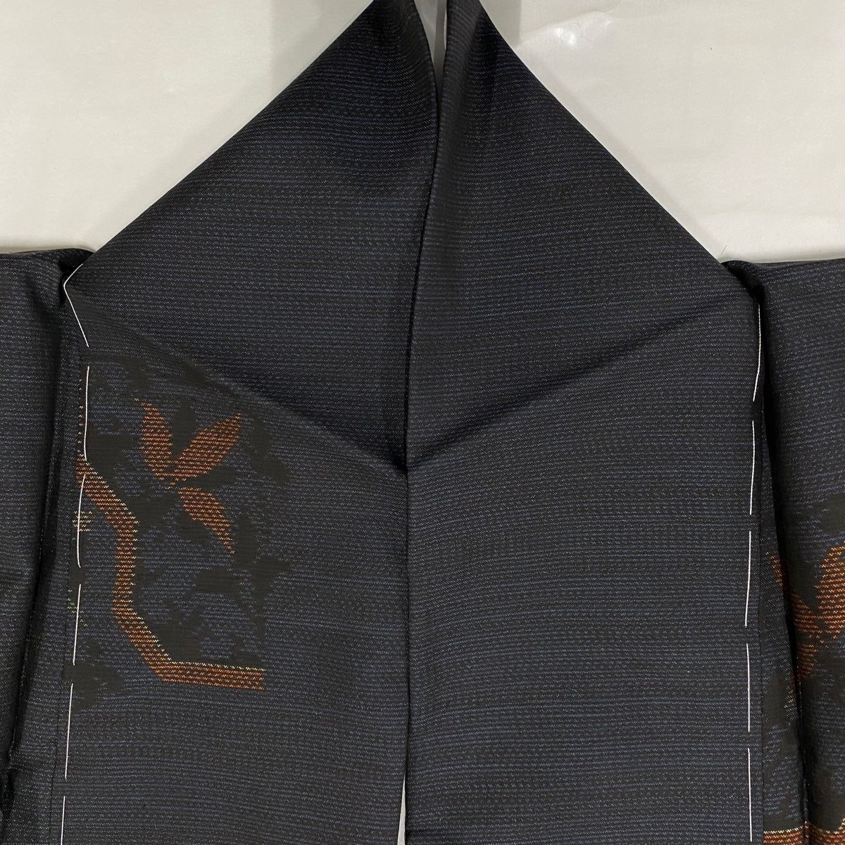 紬 身丈163.5cm 裄丈65cm M 薄物 琉球かすり 夏紬 証紙 燕 花 紺色  