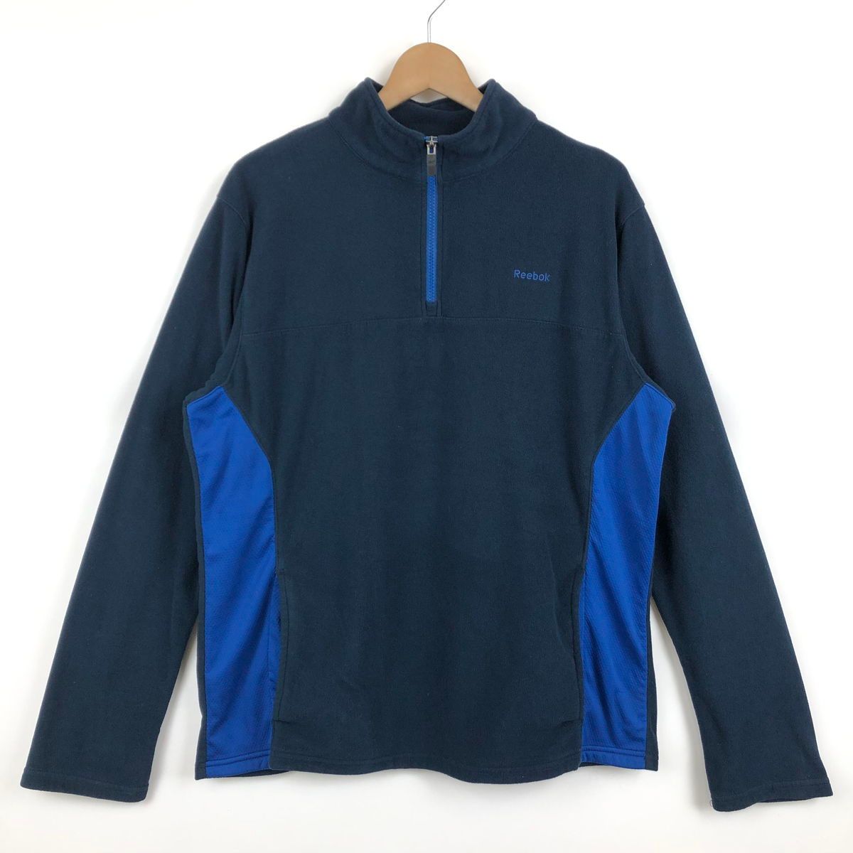 【古着】 Reebok リーボック フリースジャケット ハーフジップ プルオーバー ネイビー系 メンズM 【中古】 n033594