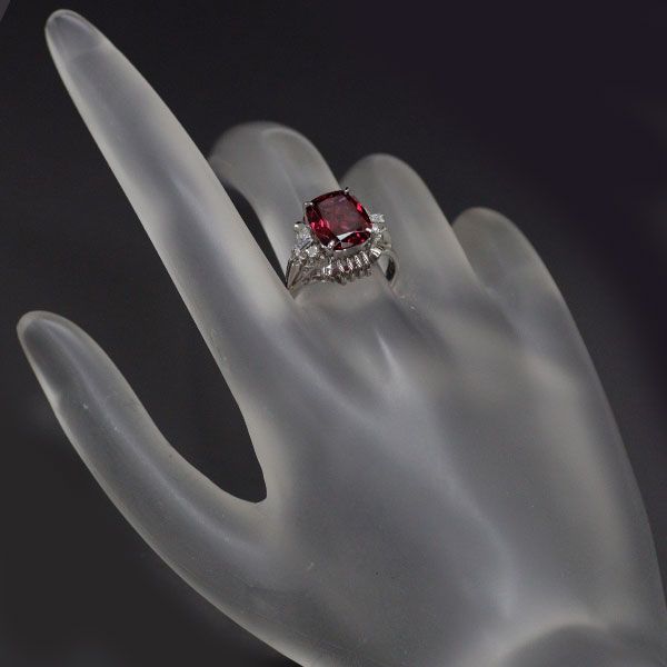 Pt900 ロードライト ガーネット ダイヤモンド リング 3.52ct D0.18ct - メルカリ