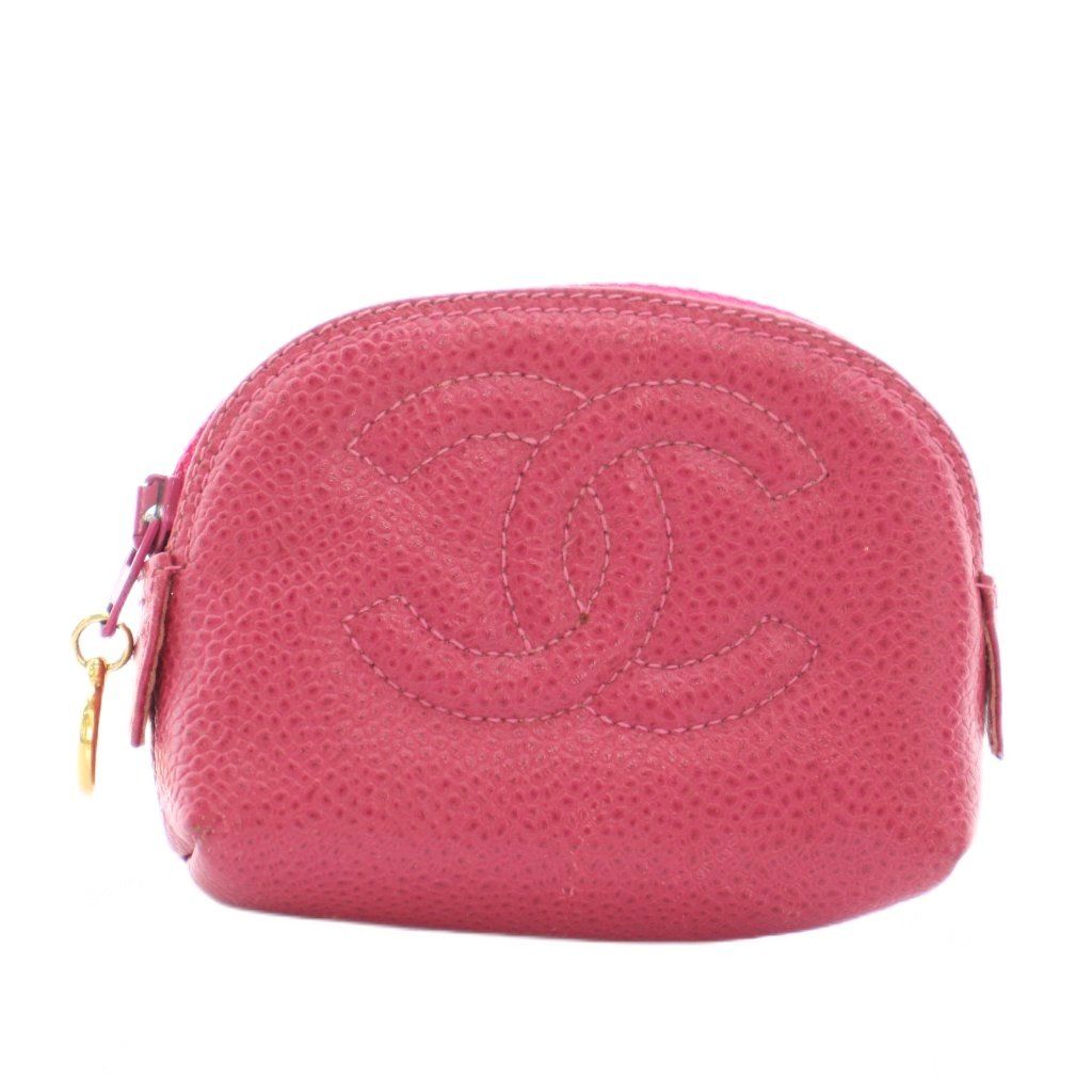 シャネル CHANEL キャビアスキン 小銭入れ コインケース レザー ココマーク 3番台 ピンク YT OH