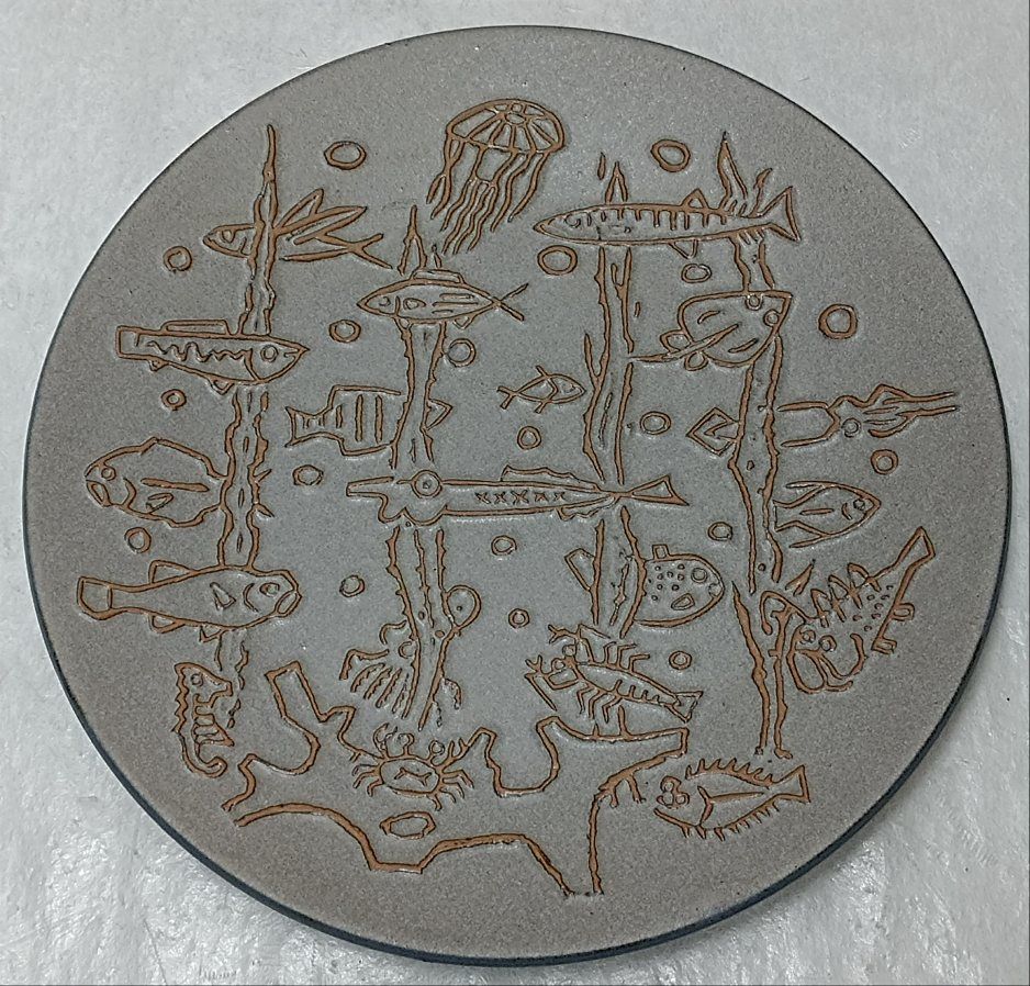 骨董品 清水焼 春仙窯 昭和33年製 海底魚紋飾り絵皿 - メルカリ