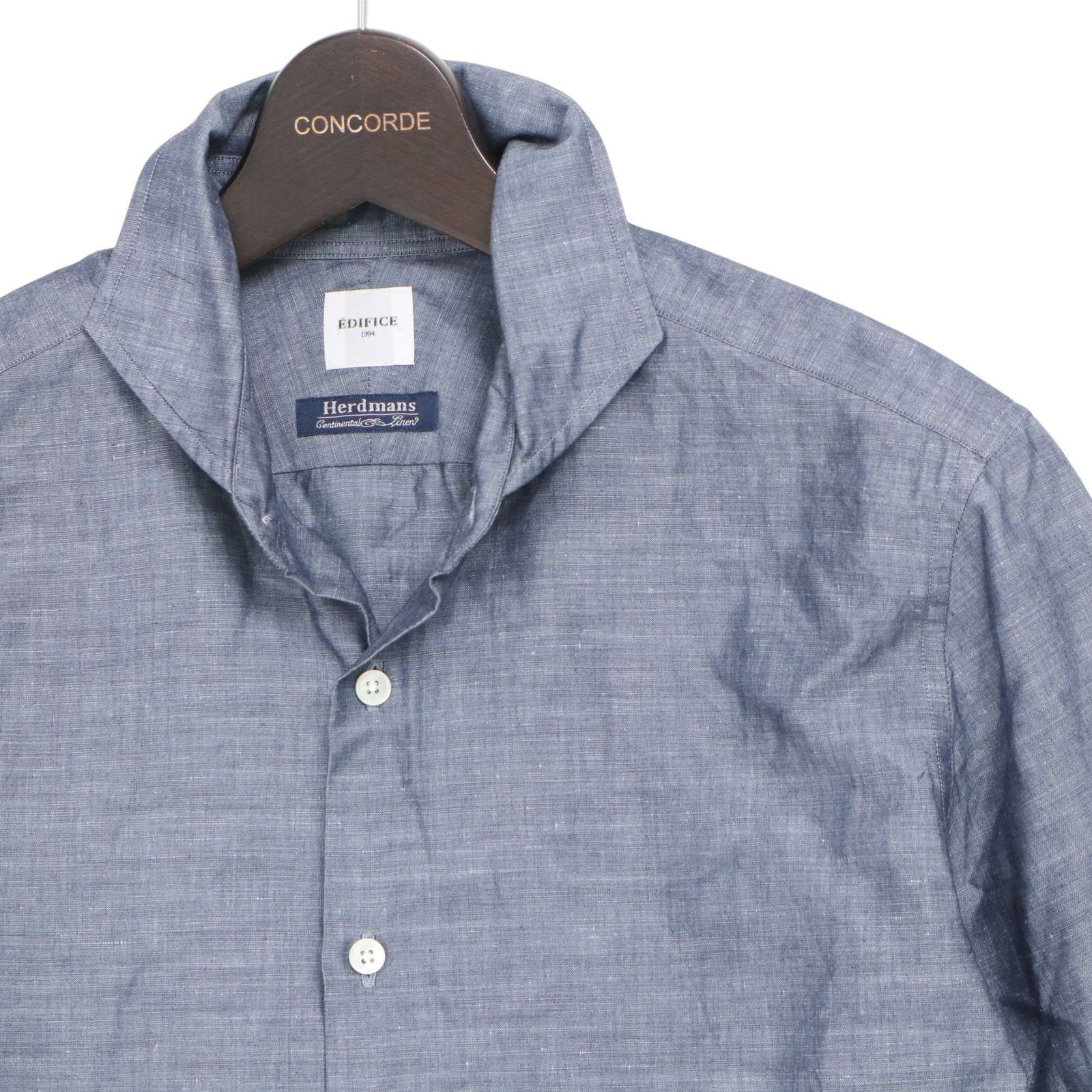 EDIFICE Herdmans リネン 23ss ワイドカラーシャツ　M 美品 EDIFICE Herdmans リネン 23ss ワイドカラーシャツ M 美品
