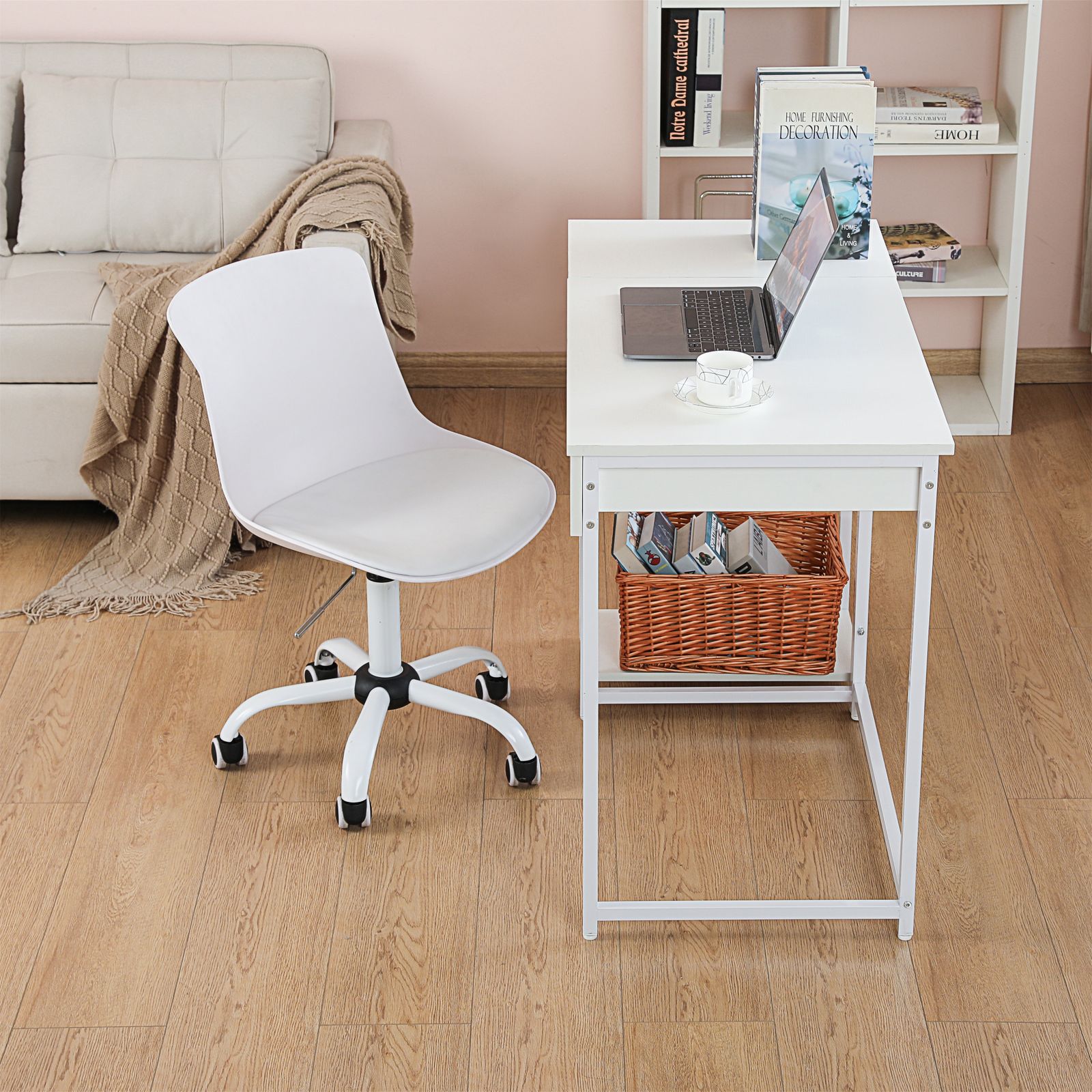 【ナチュラル】パソコンデスク 一体分割両用 引き出し付き　収納ラック付き 木製 ナチュラル】パソコンデスク 一体分割両用 引き出し付き 収納ラック