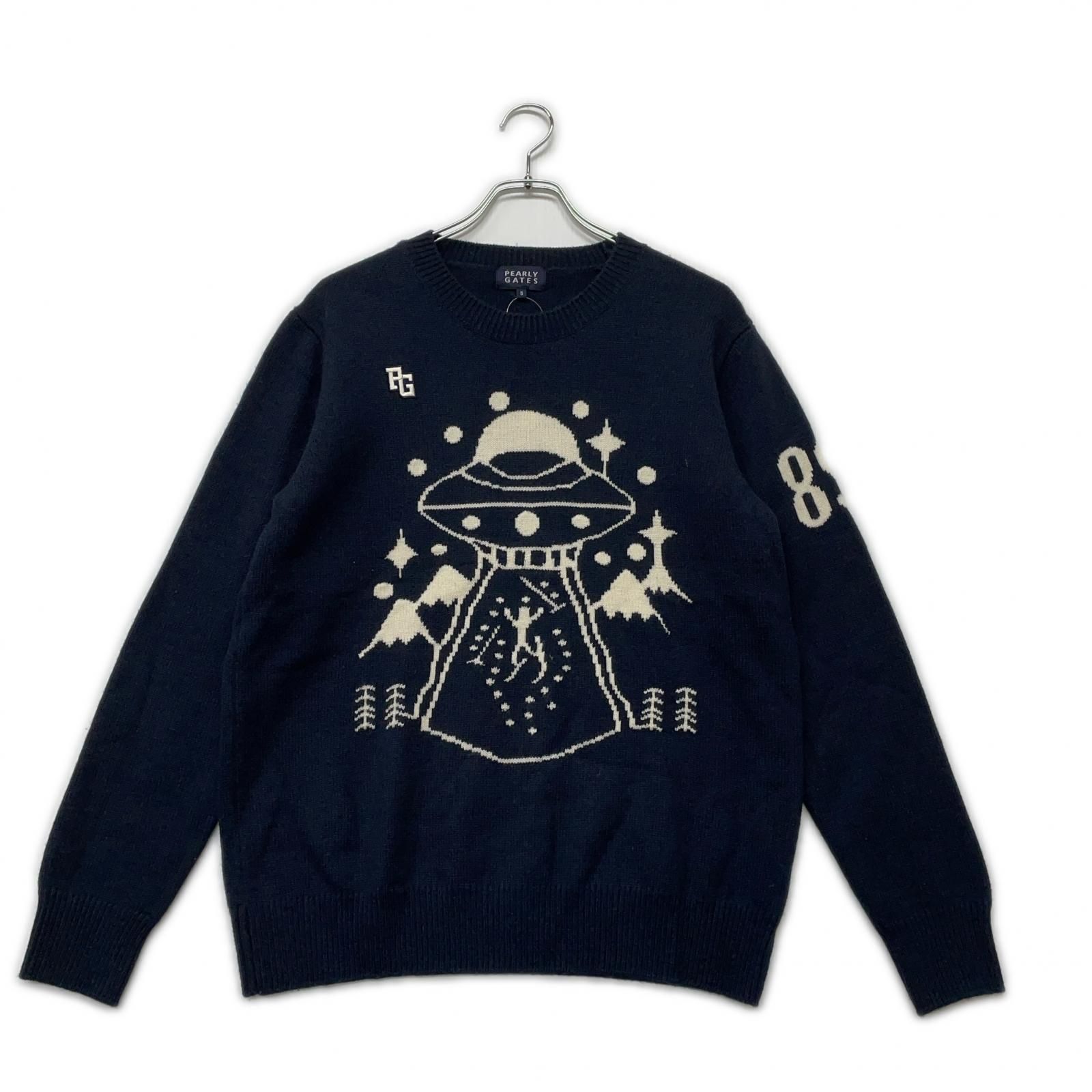 メンズ パーリーゲイツ PEARLY GATES セーター 5 L 紺 長袖 クルーネック ニット