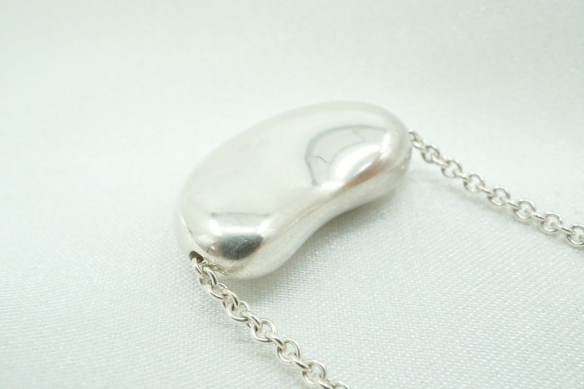 びっくりするほどの ティファニー ビーン ラージ ネックレス アクセサリー エルサペレッティ SV925 銀 シルバー TIFFANY-Co. 3847j 温もりのある