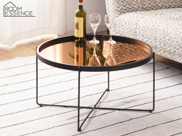 東谷 配送 ラウンド トレーテーブルL ゴールド W73×D73×H38 CIR-502MR