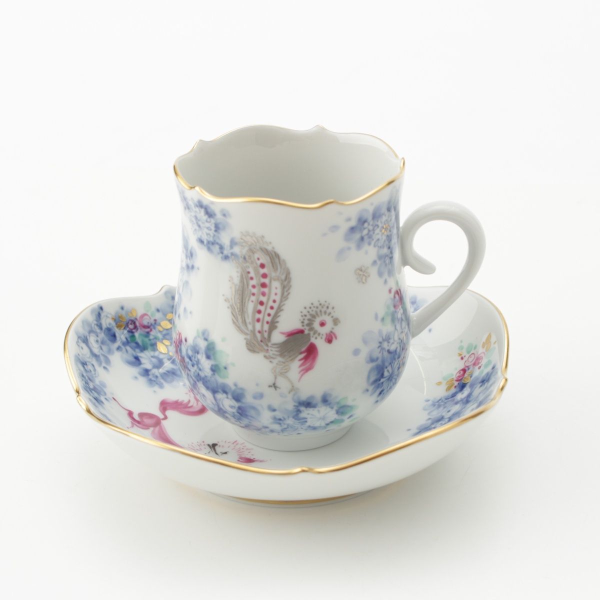 MEISSEN - マイセン ミッドサマーナイトドリーム 真夏の夜の夢 モカ デミタス ティーカップ＆ソーサ― 6客セット 食器 ホワイト【中古】 マイセン ミッドサマーナイトドリーム 真夏の夜の夢 モカ
