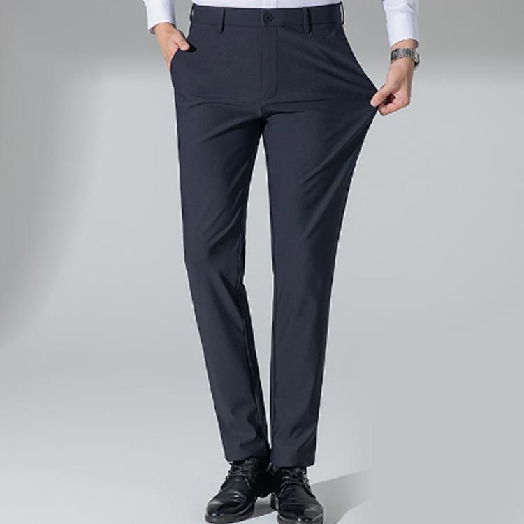 スラックス スーツパンツ メンズ 接触冷感 ボトムス アイスシルクパンツ ロングパンツ ビジネス ストレッチ ノータック 薄手 通気性 速乾 ストレート ウォッシャブル スリム 夏服 長ズボン 通勤 bon2555