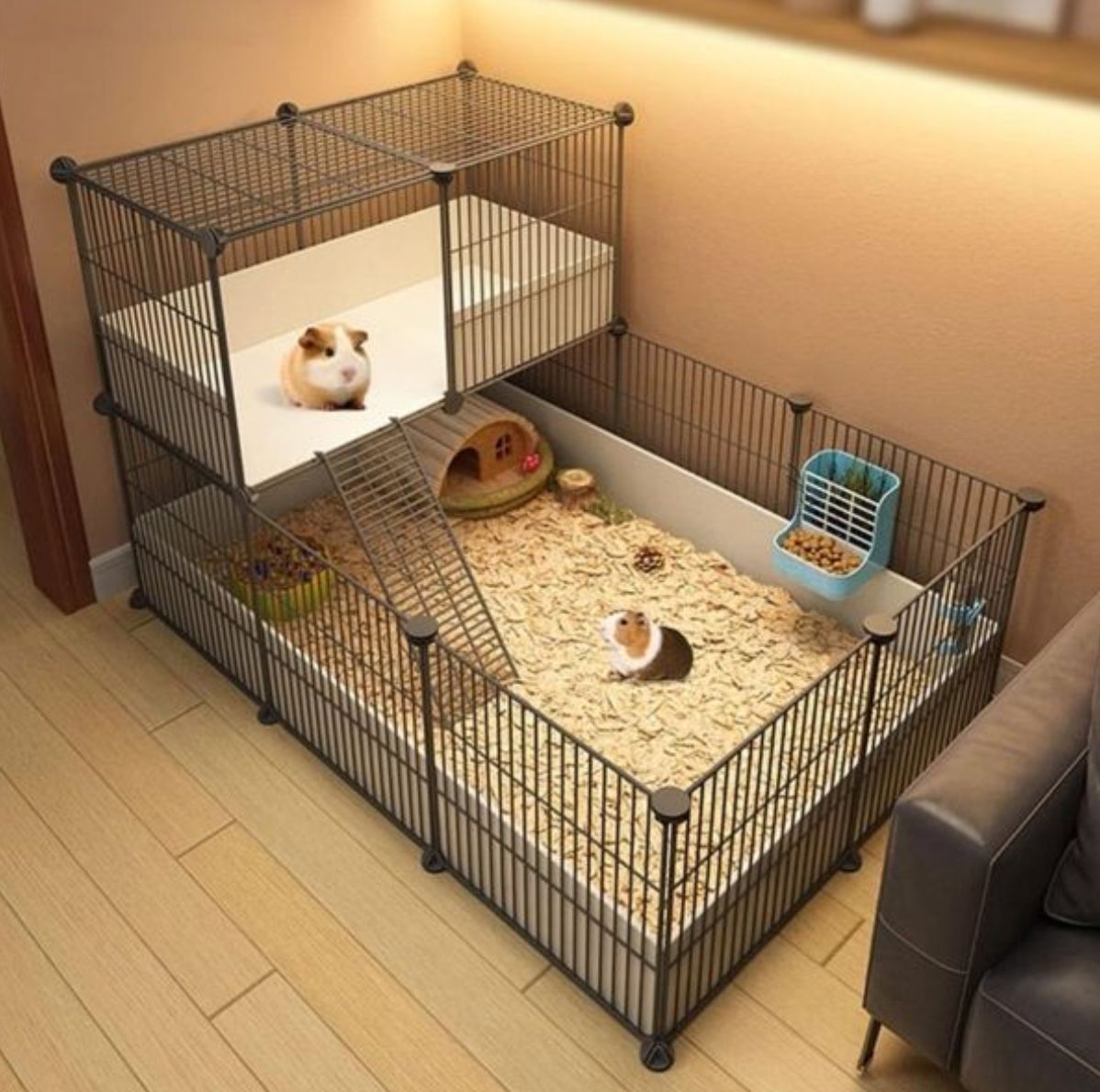 ハムスター ケージ - ハムスターエンクロージャー モルモットケージ小動物ハッチとエクササイズプレイハウスDIYペットベビー