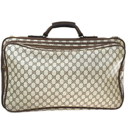 【中古】 グッチ GUCCI トランク ハンドバッグ トラベル 旅行かばん GG柄 ブラウン PVC レザー 69MG863