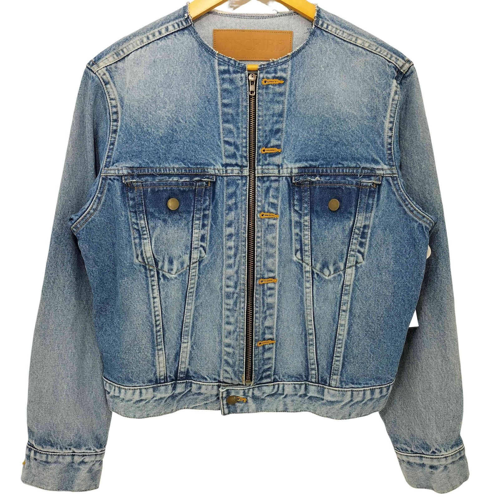 アンスクリア INSCRIRE Denim Riders Jacket ノーカラーデニム