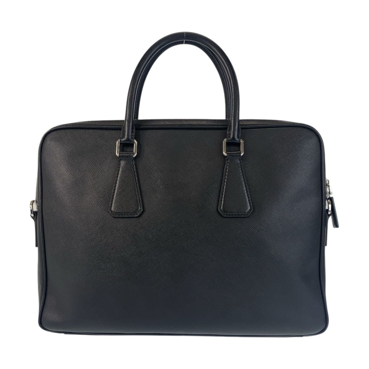 美品 PRADA プラダ サフィアーノ ブラック 黒 シルバー金具 レザー
